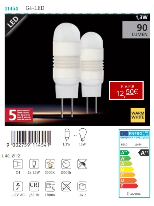 Lâmpadas LED - Lâmpadas  Lámpada LED G4 - LED 1,3W